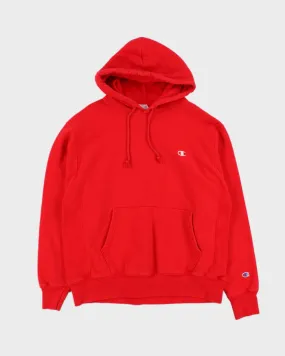 00s Champion Reverse Weave Red Hoodie - L