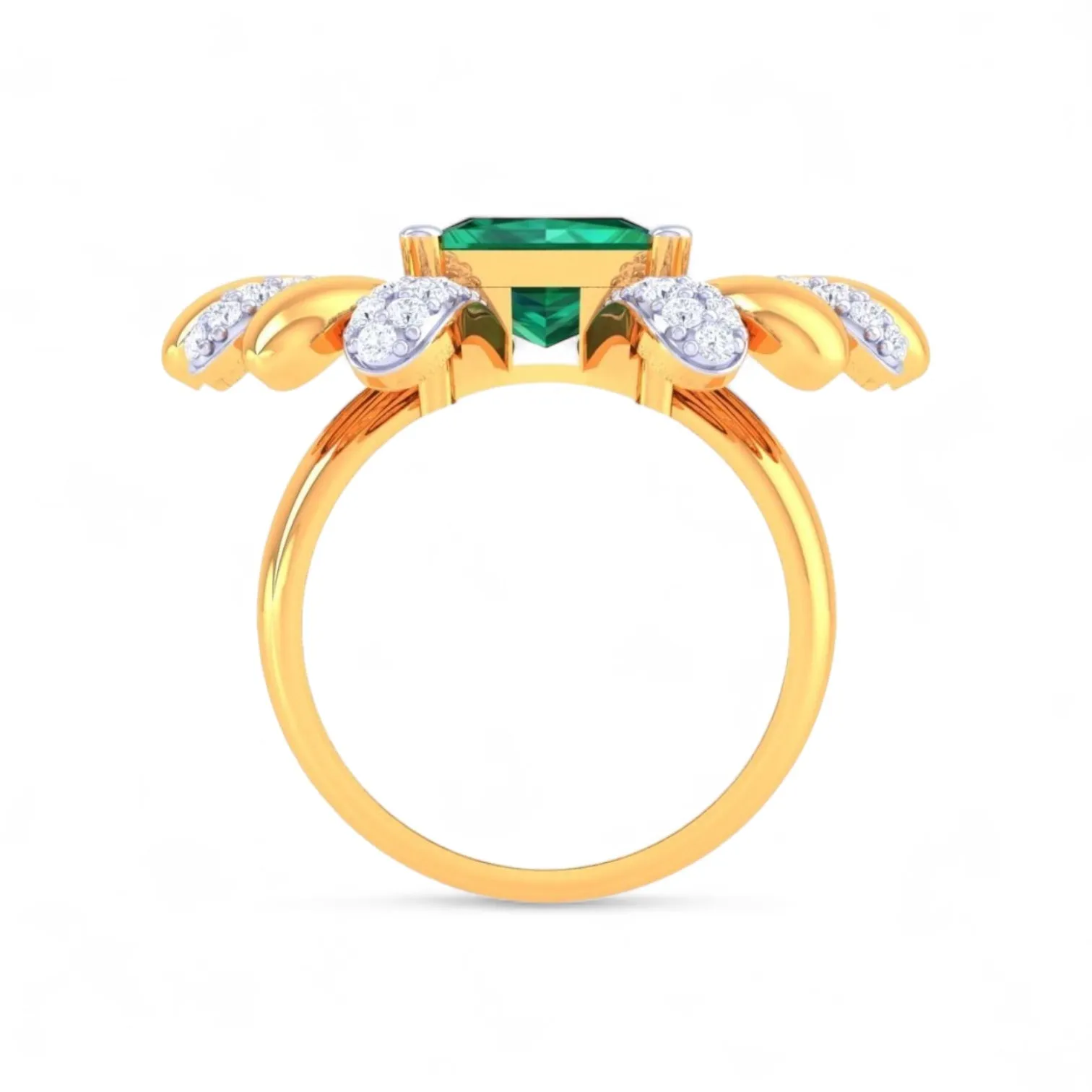 14K yellow gold emerald and diamond ring-62729