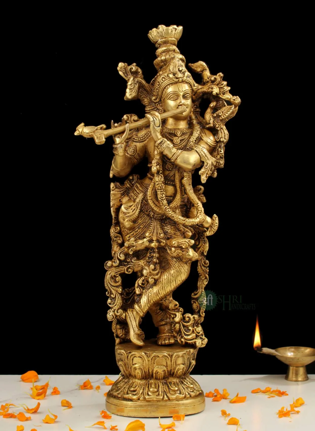 15" BRASS KRISHNA STANDING