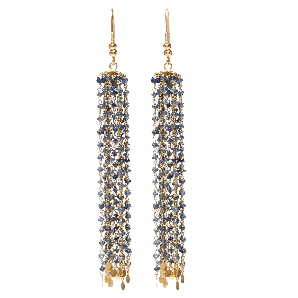 18k Gold and Blue Sapphire Lubna Earring