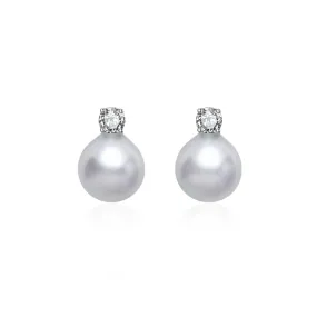 18K Silver Blue Akoya Pearl Earrings KE00132