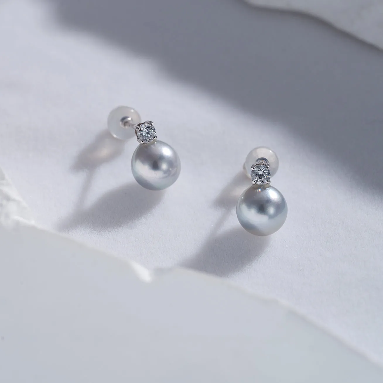 18K Silver Blue Akoya Pearl Earrings KE00132