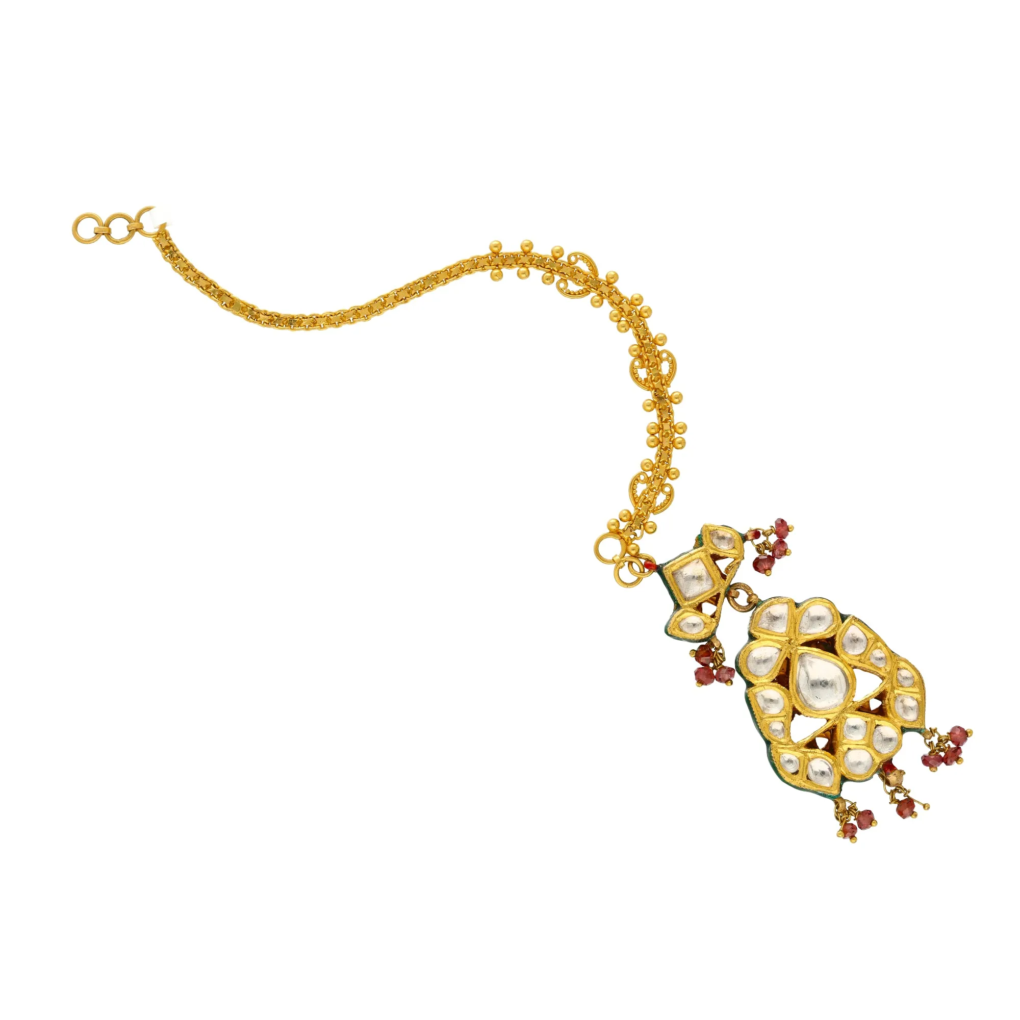 22K Yellow Gold Kundan & Ruby Tikka (16.9gm)