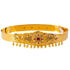 22k Yellow Gold Vaddanam Belt for Kids w/ Gems & Pearls (96.8gm)