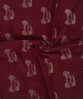 2.5m Maroon car handblock printed cotton sanganeri print kurta material