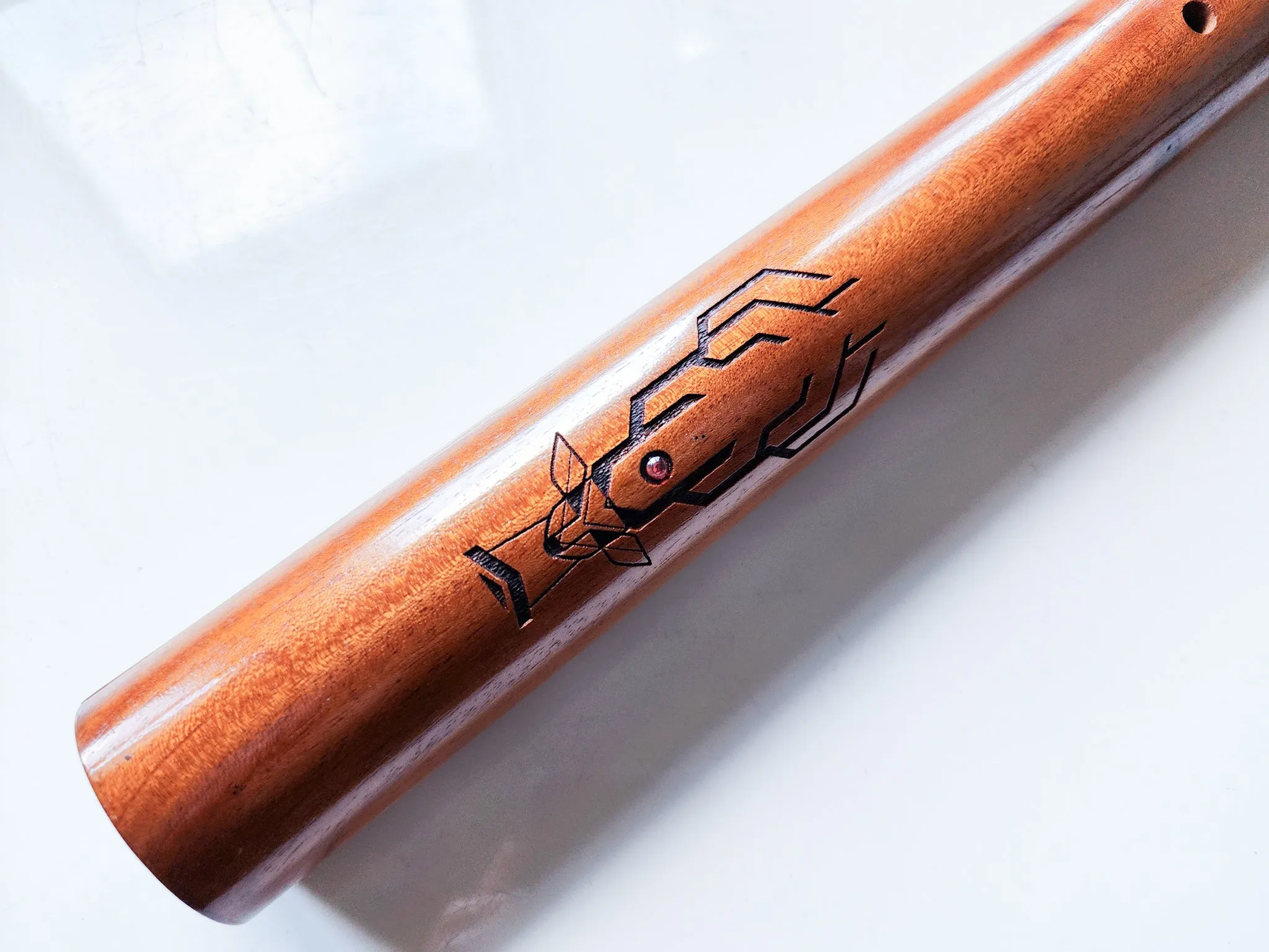 31 Hand Carved Mahogany Single Flute || B Note 432Hz