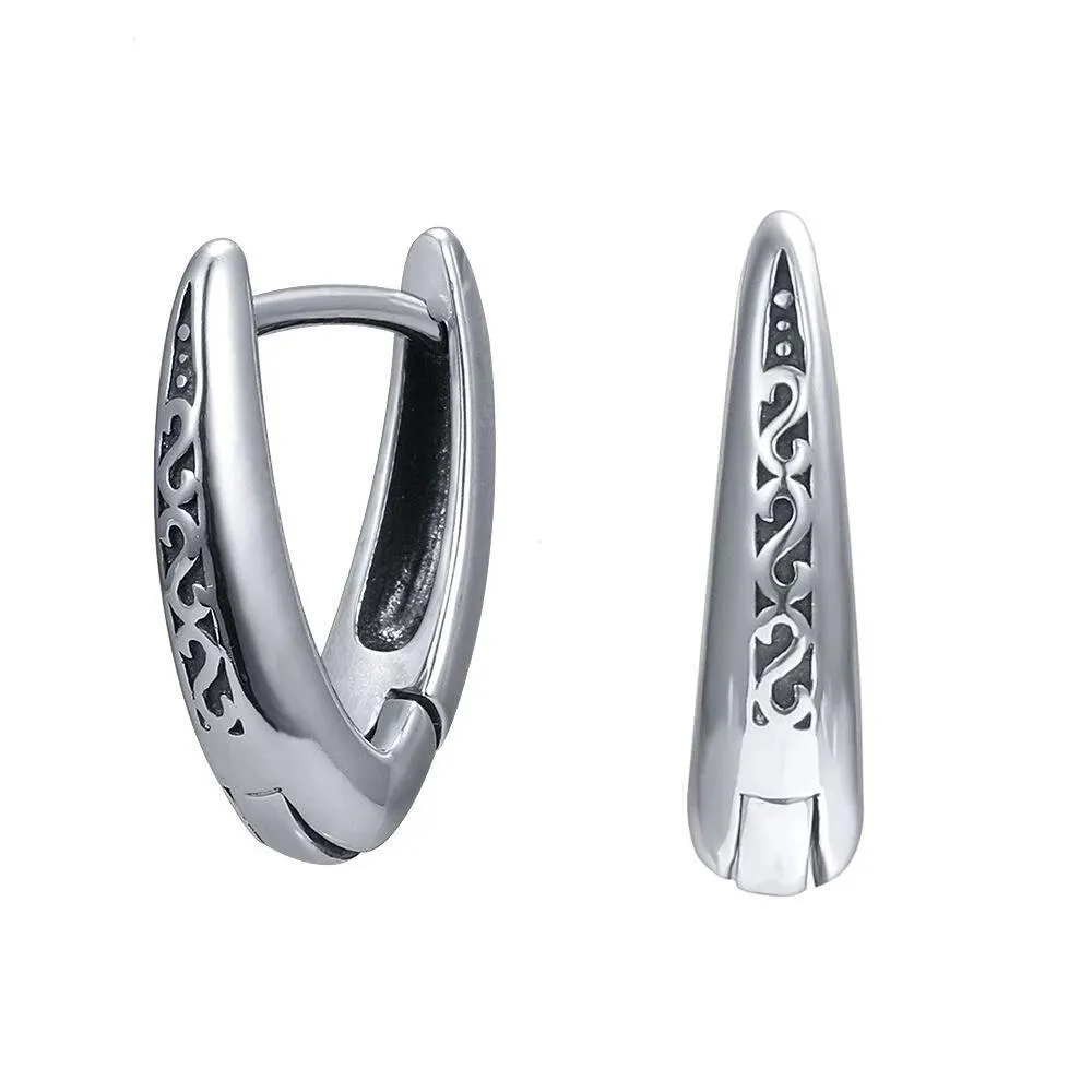 316L Stainless Steel V Shape Punk Hoop Earrings