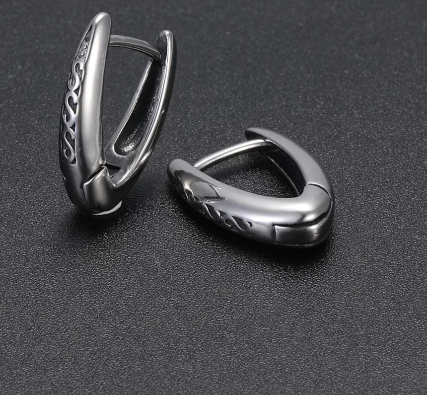 316L Stainless Steel V Shape Punk Hoop Earrings