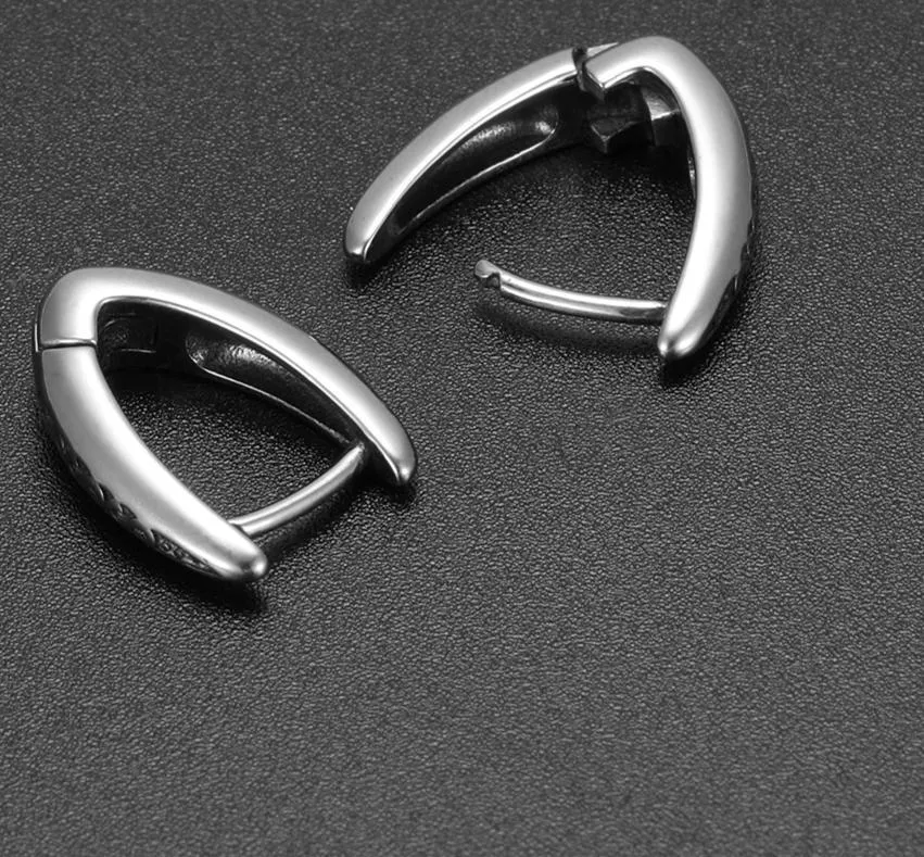 316L Stainless Steel V Shape Punk Hoop Earrings