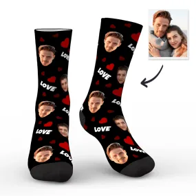 3D Preview Custom Face Socks Personalized Photo Socks Gift For Family - Love