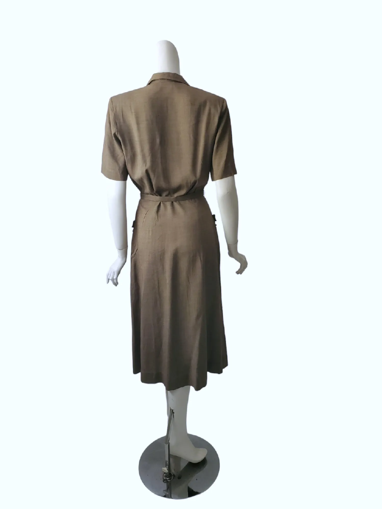 50s Slim Shirtwaist Dress in Taupe - sm, med