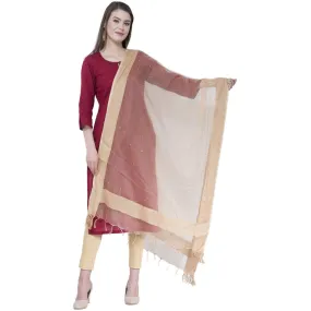 A R Silk Women's Stone Work Orgenza Cotton Golden Dupattas and Chunnis