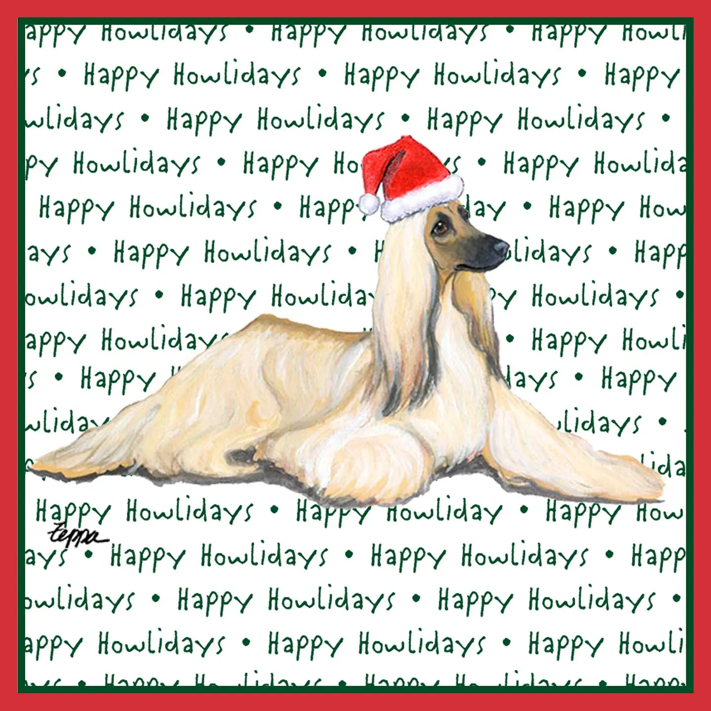 Afghan Hound Happy Howlidays Text - Adult Unisex Long Sleeve T-Shirt