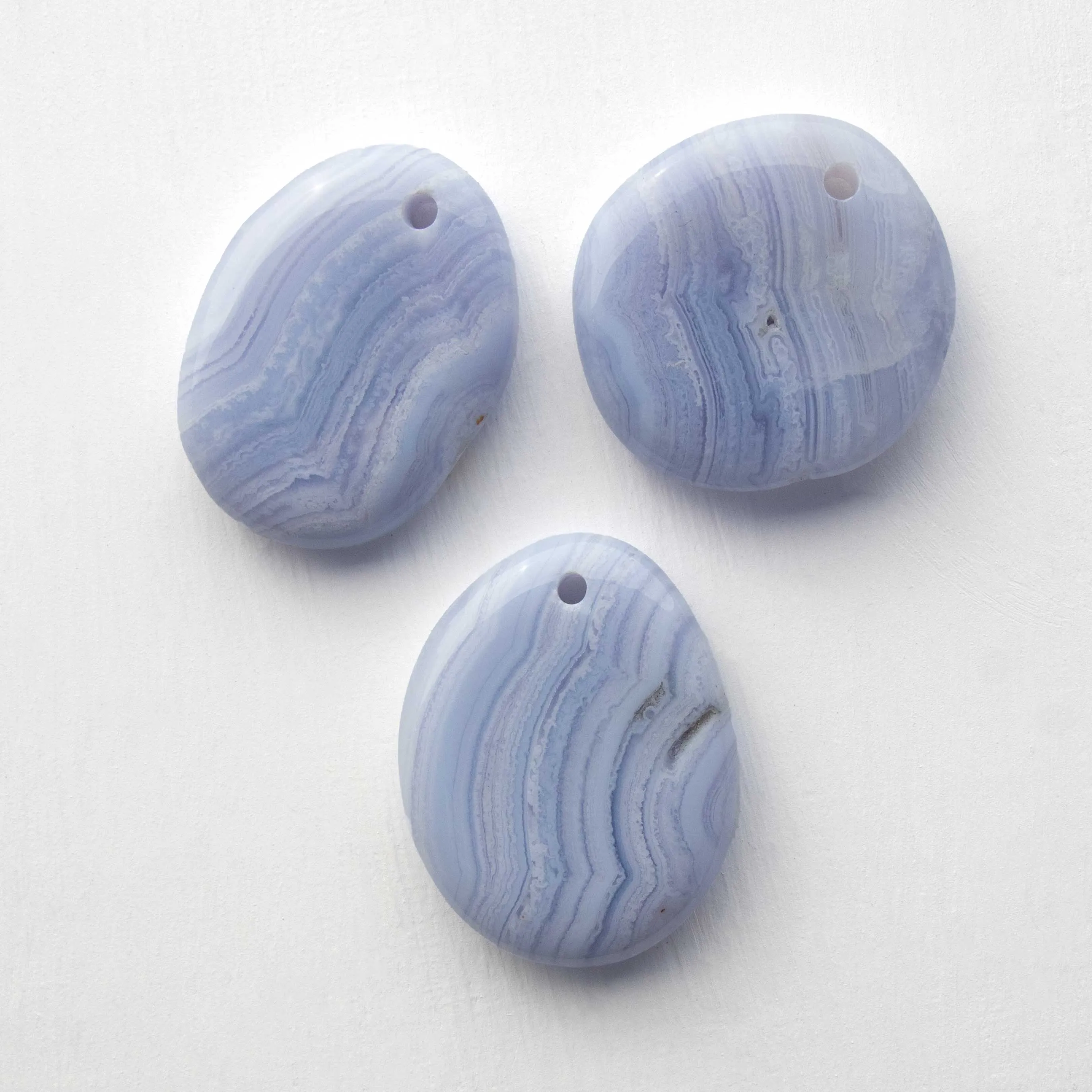 Agate, Blue Lace - Polished w/ Hole