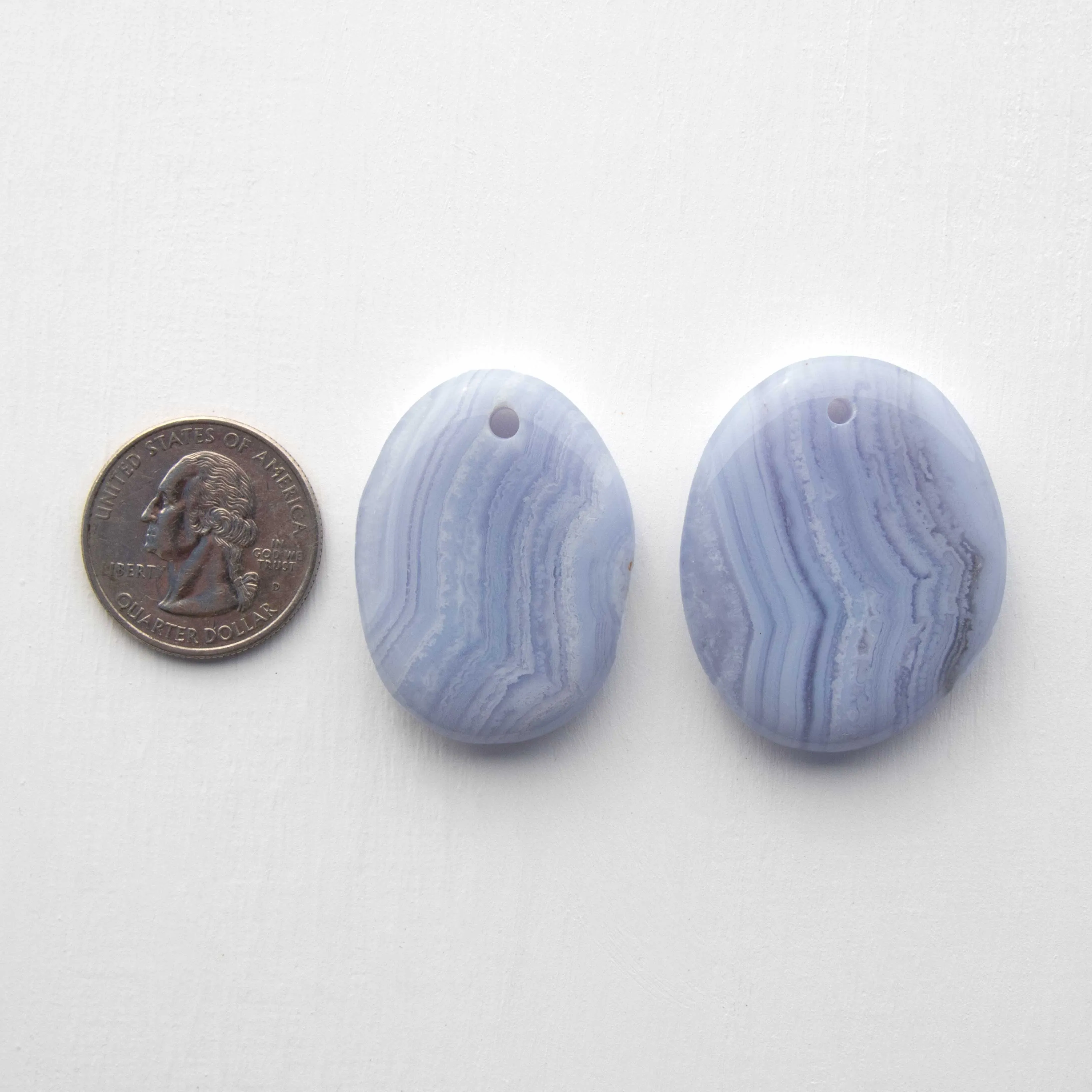 Agate, Blue Lace - Polished w/ Hole