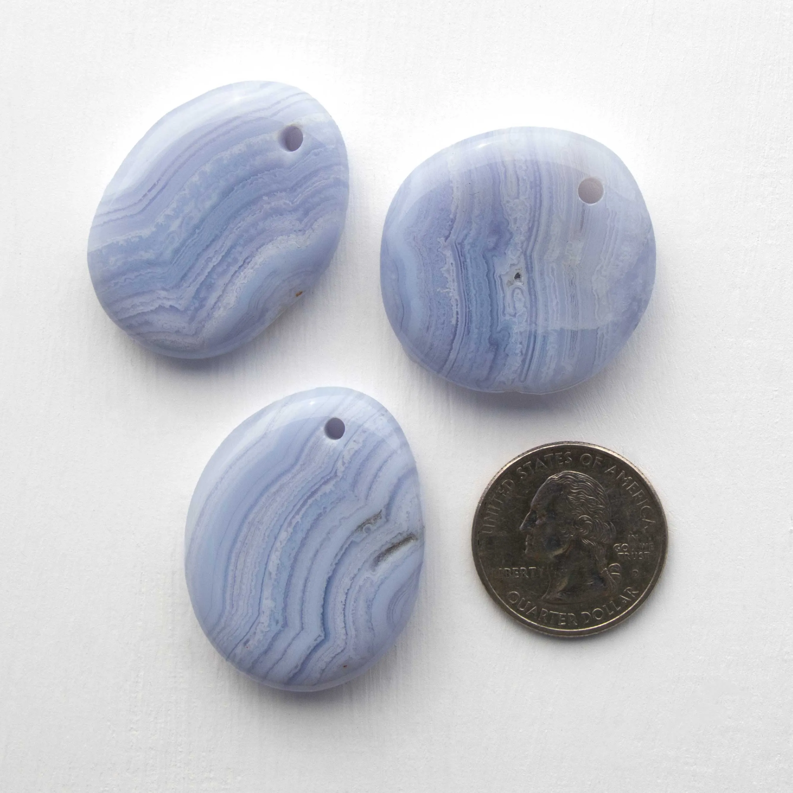 Agate, Blue Lace - Polished w/ Hole