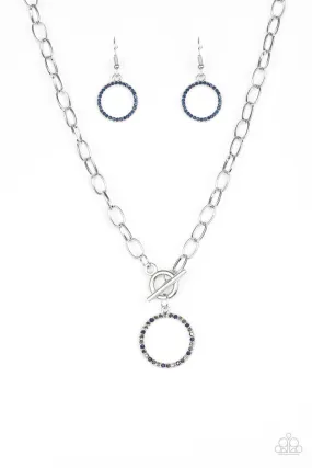 All in Favor Multi-color Blue and Grey Gem Necklace and matching Earrings - Paparazzi Accessories