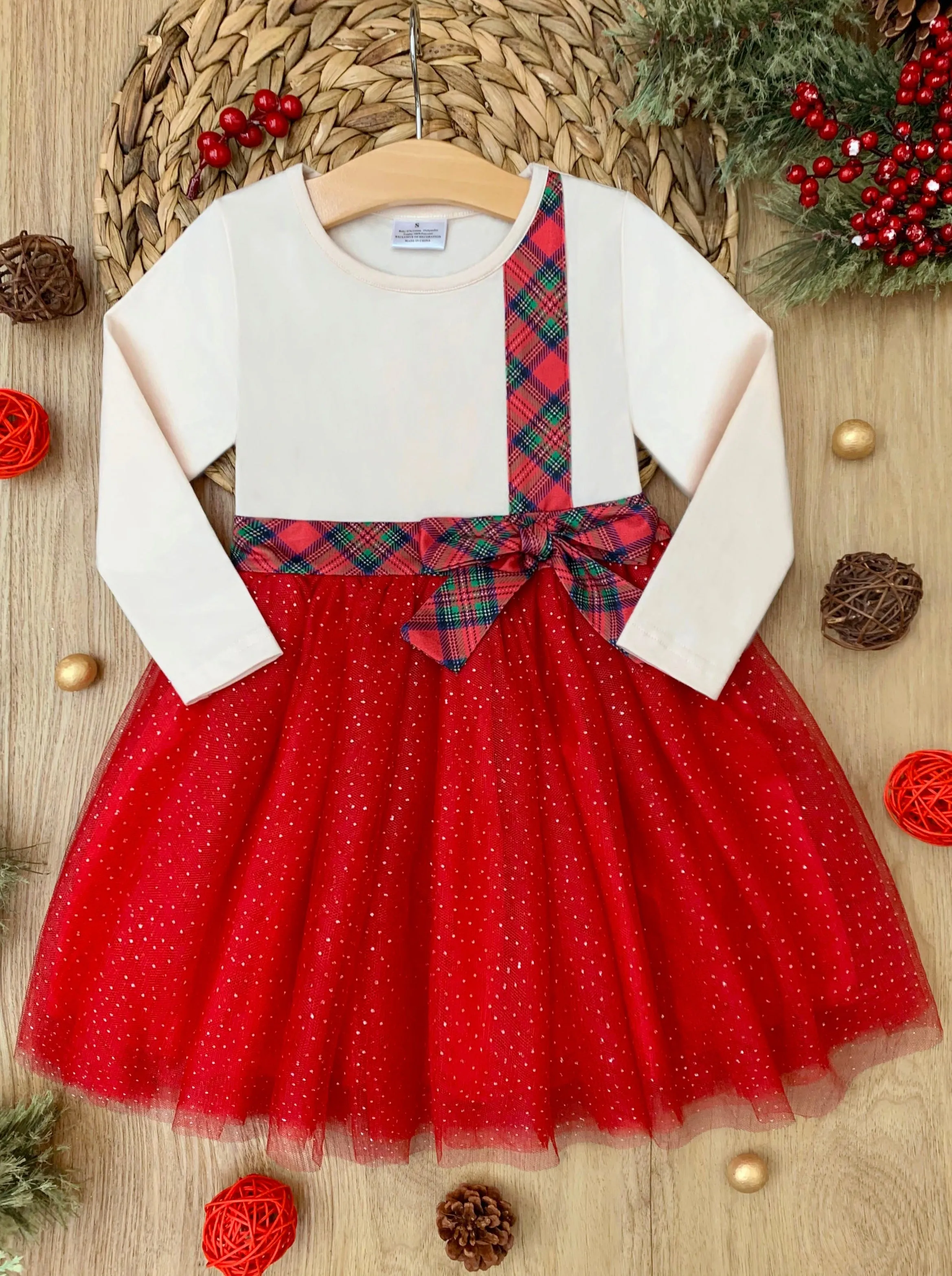 All That Glitters Plaid Bow Christmas Tutu Dress