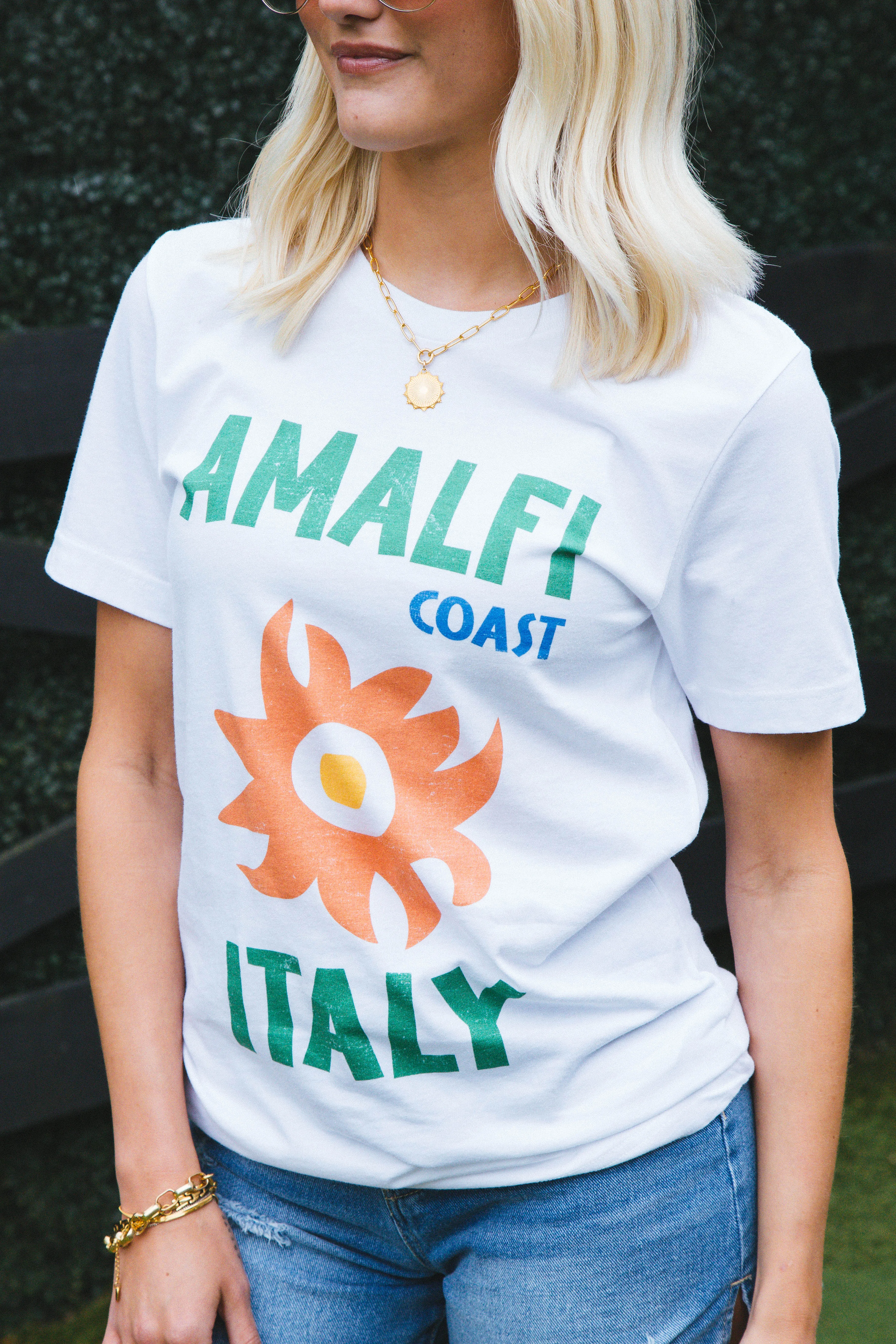 Amalfi Italy Graphic Tee, White