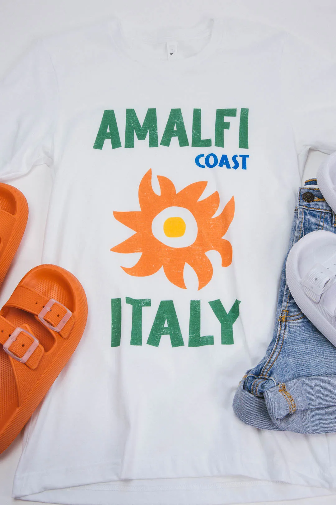 Amalfi Italy Graphic Tee, White