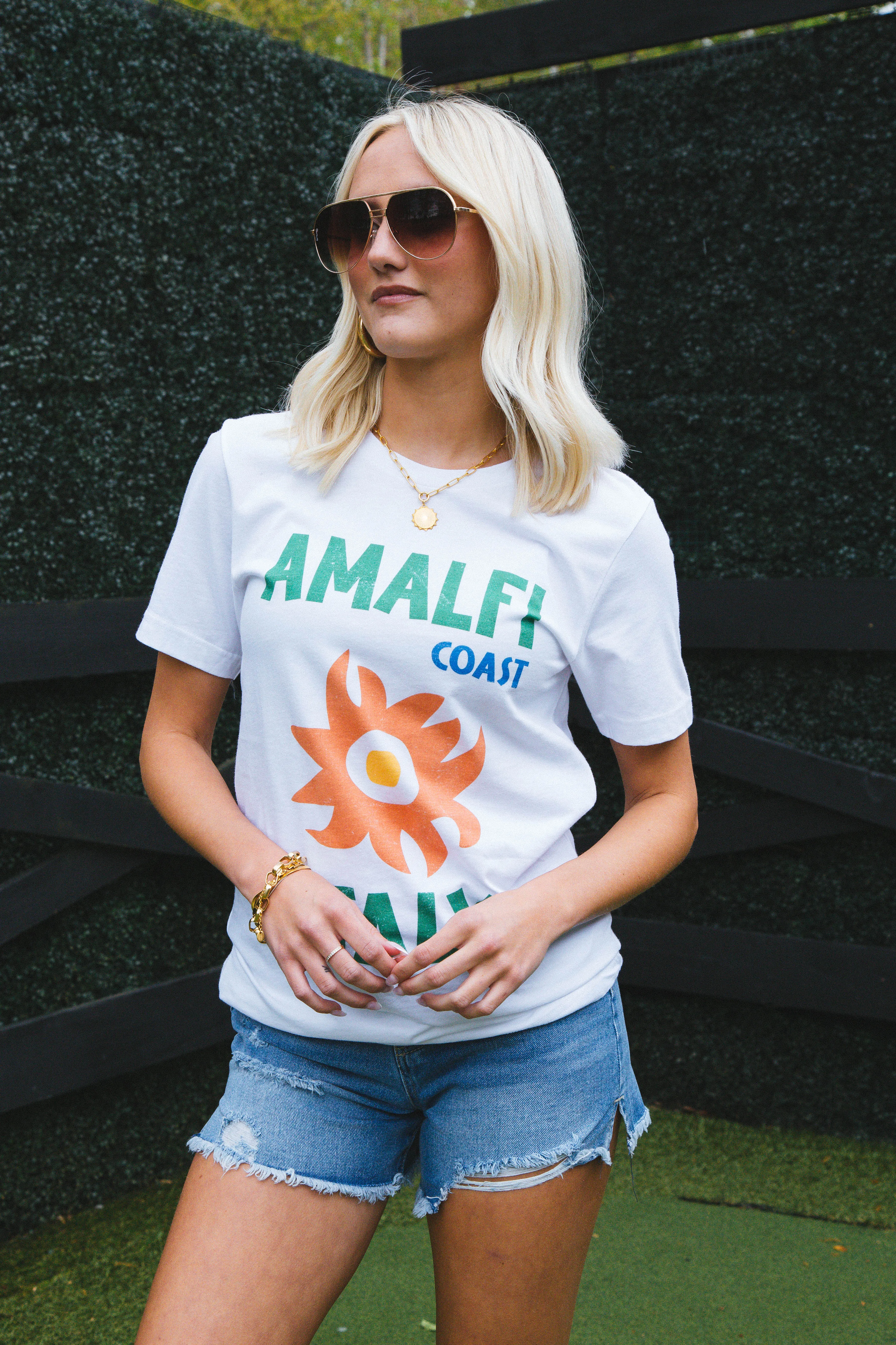 Amalfi Italy Graphic Tee, White