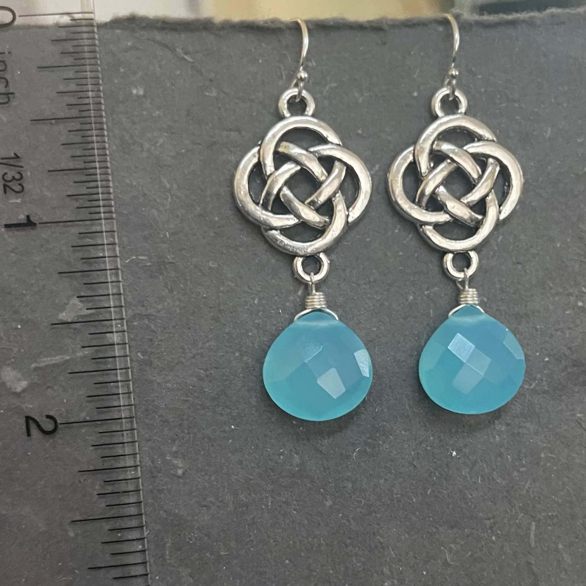 Aqua Chalcedony Celtic Dangles