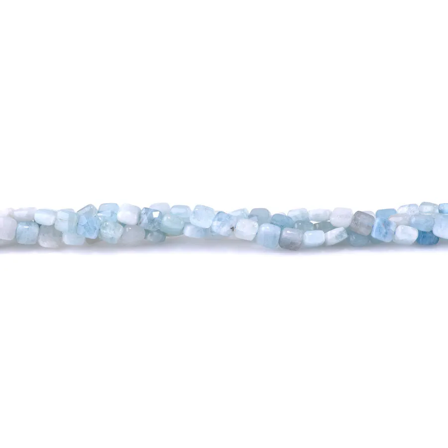 Aquamarine 6mm Square Faceted - 15-16 Inch