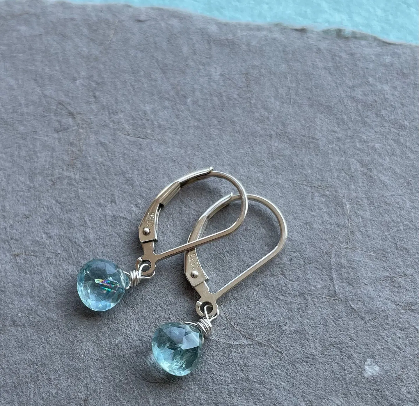 Aquamarine Teeny Leverback Earrings