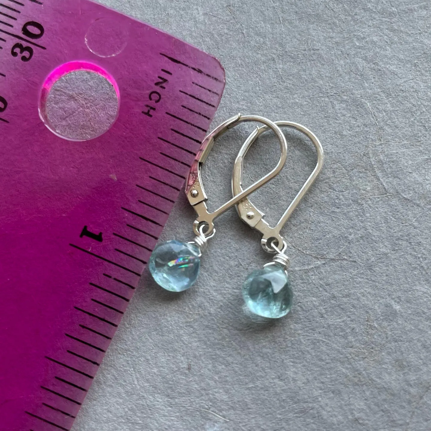 Aquamarine Teeny Leverback Earrings