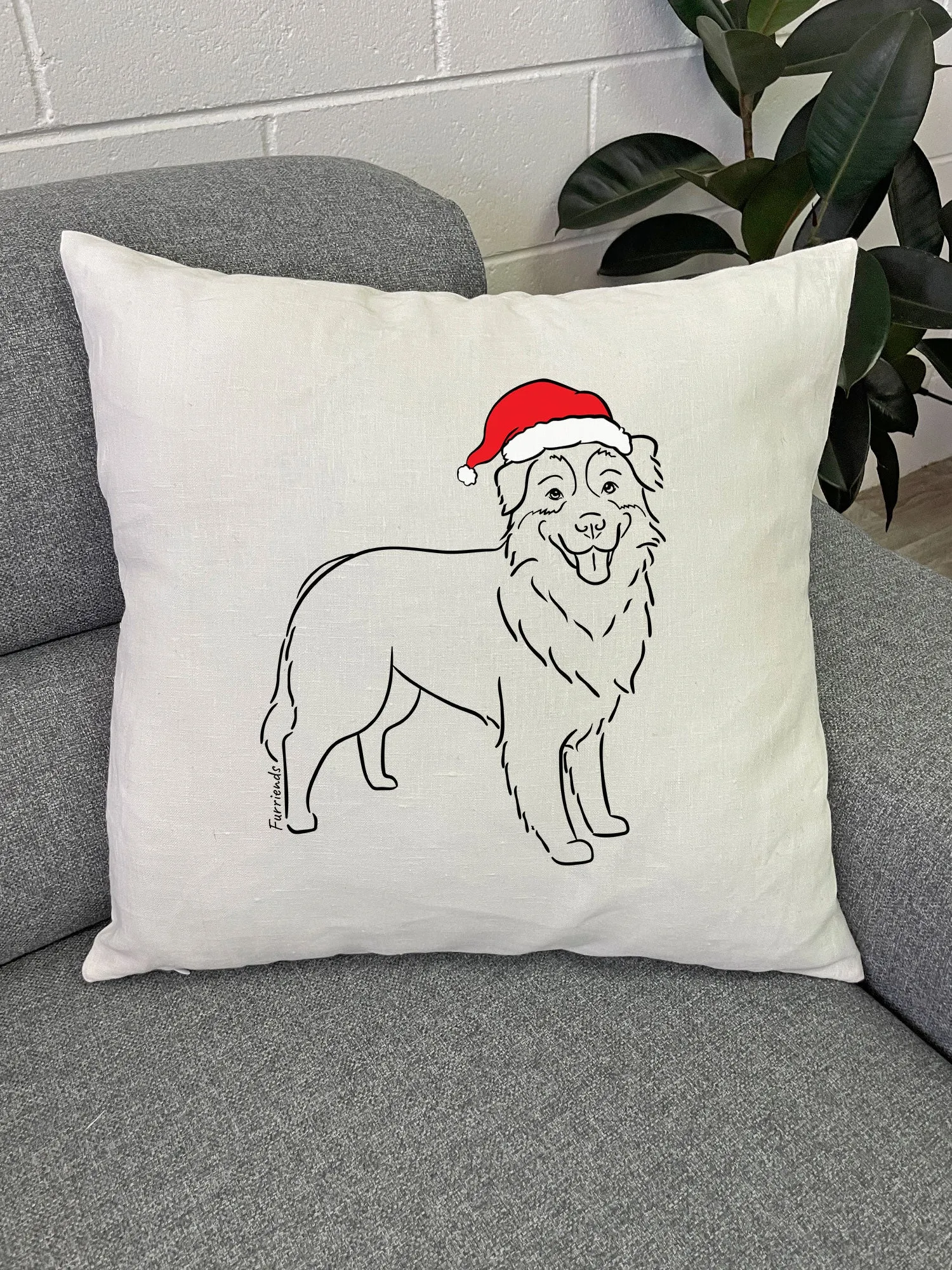 Australian Shepherd Christmas Edition Linen Cushion Cover