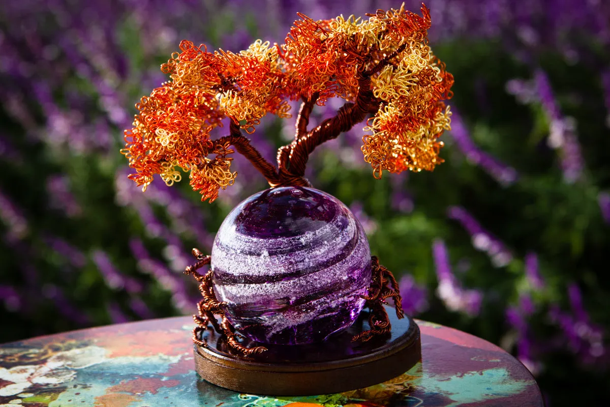 Autumn Sunshine Tree Of Life with Purple Sparkle Orb