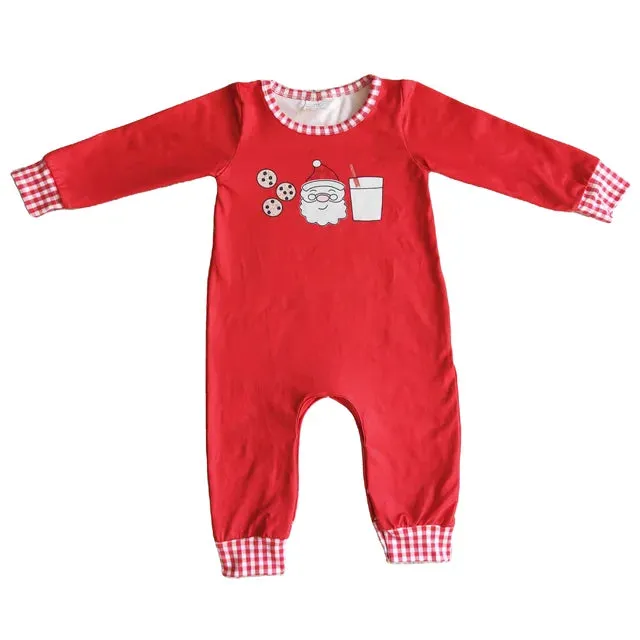 Baby Applique Romper - Christmas - Santa's Milk & Cookies Boys Girls