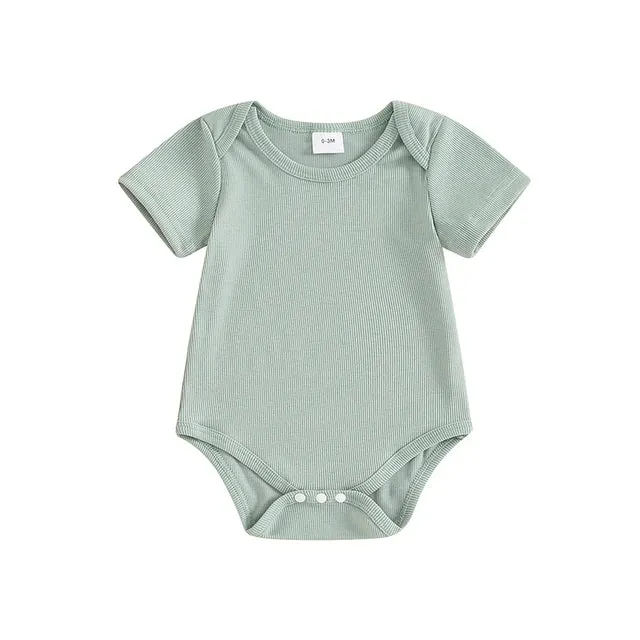 Baby Basics - Ribbed Knit Onesie Romper Layette - Sage Green