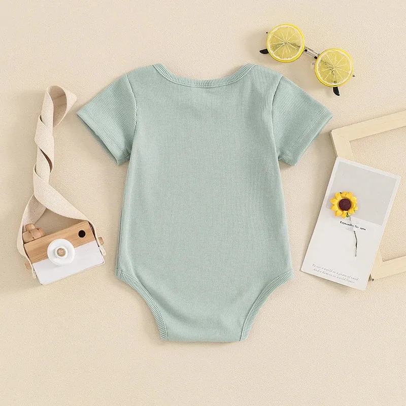 Baby Basics - Ribbed Knit Onesie Romper Layette - Sage Green