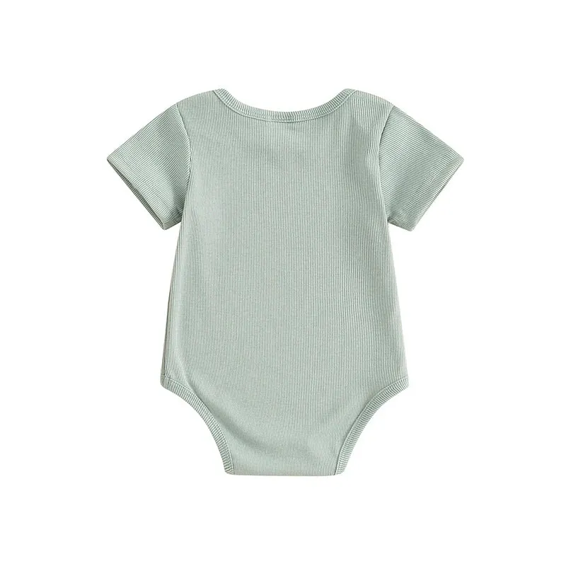 Baby Basics - Ribbed Knit Onesie Romper Layette - Sage Green