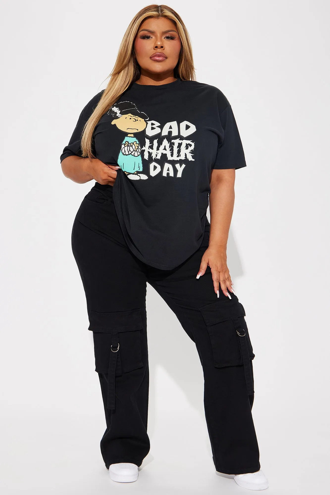 Bad Hair Day Peanuts Tee - Black