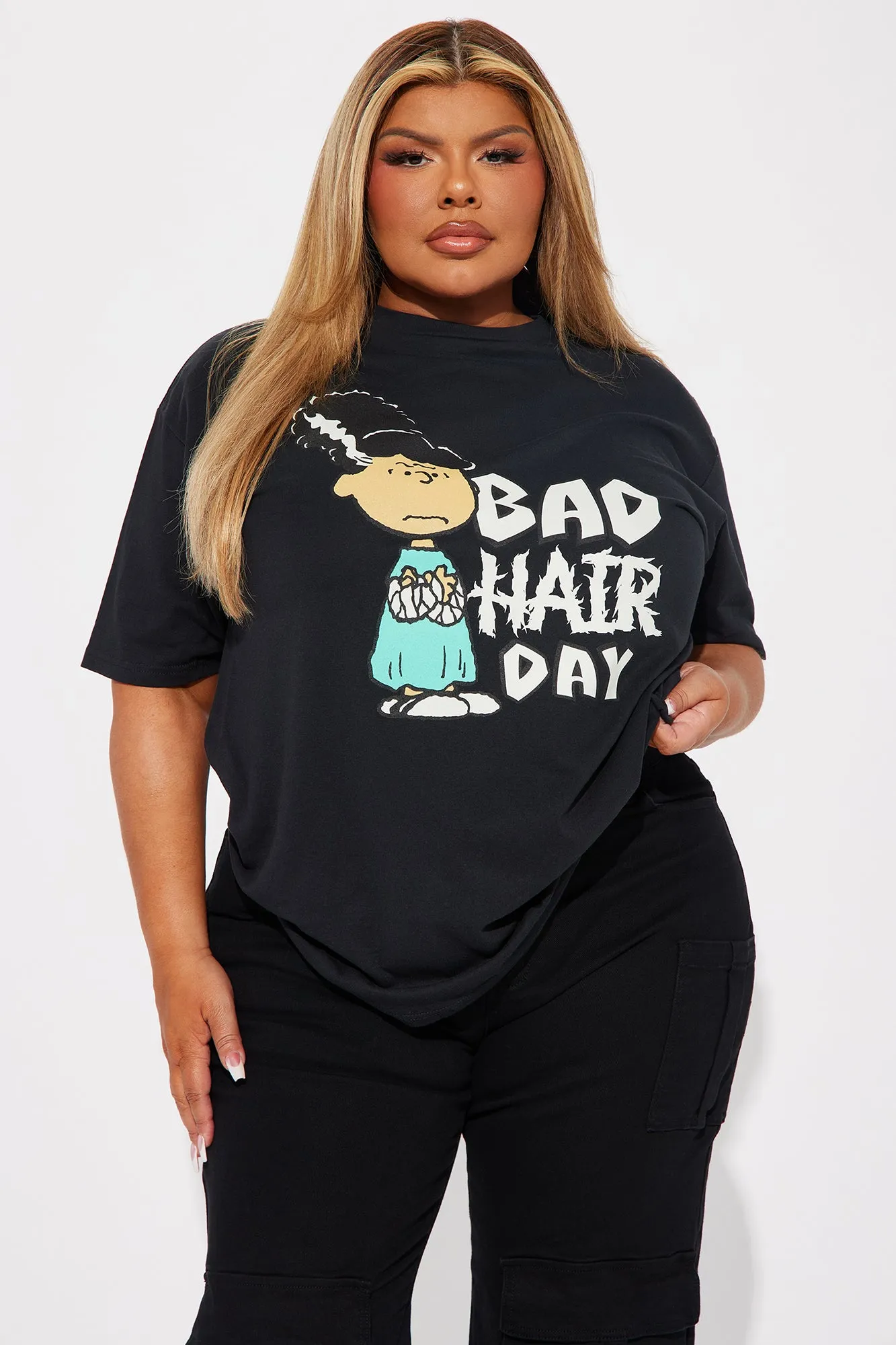 Bad Hair Day Peanuts Tee - Black