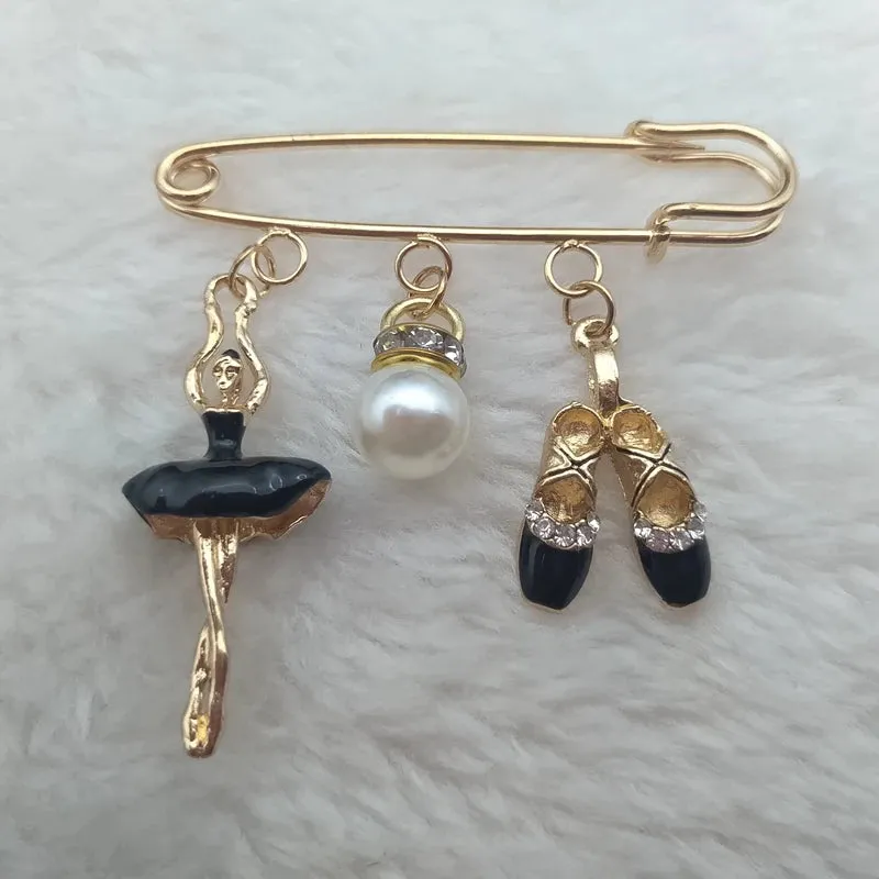 Ballerina and Pearl Safety Pin