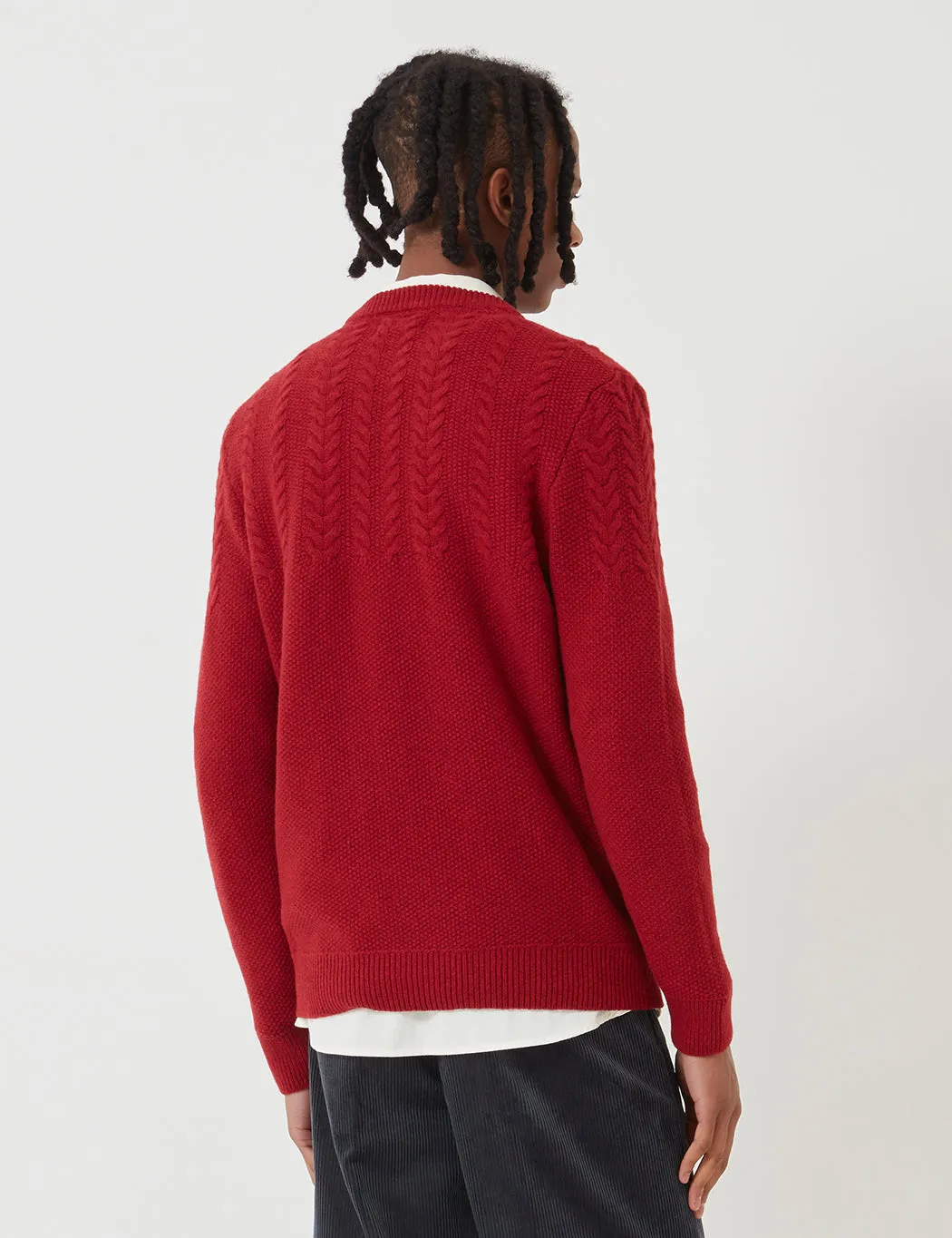 Barbour Crastill Cable Knit Sweatshirt - Rich Red