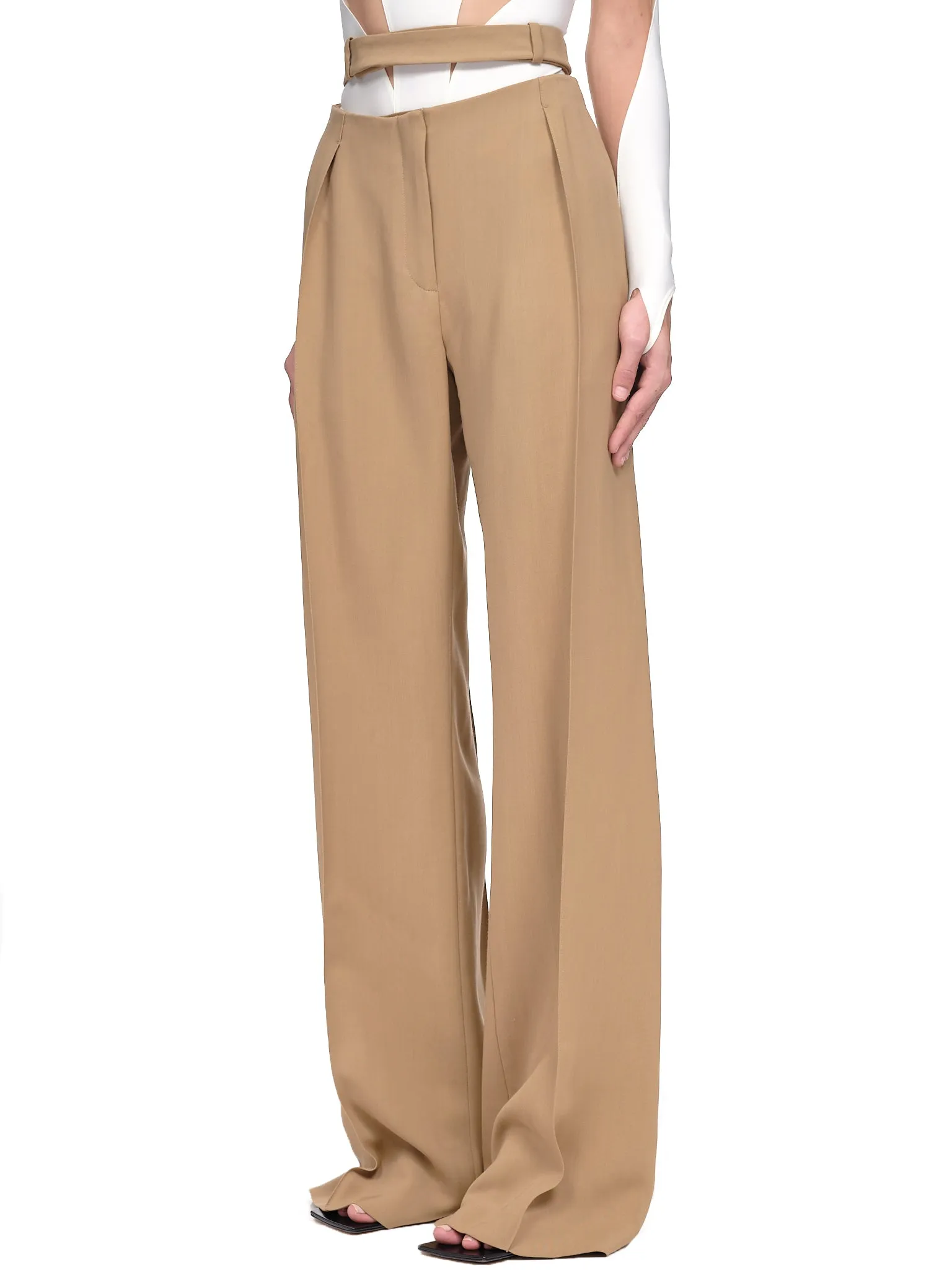 Belted Fluid Trousers (1PA0367182-STONE)