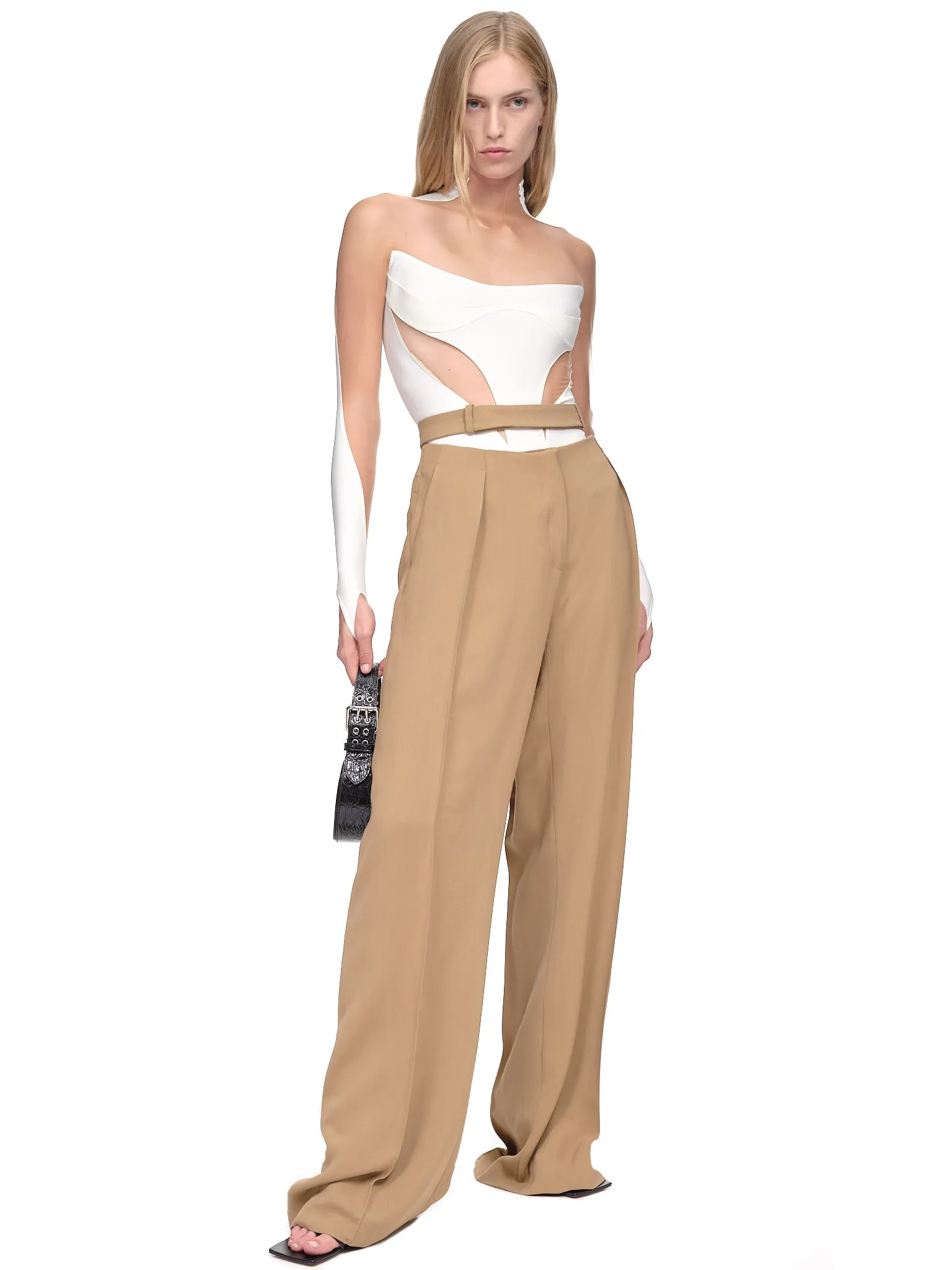 Belted Fluid Trousers (1PA0367182-STONE)