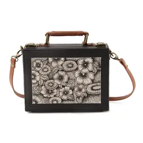 Black Floral Hand-Painted Sling Bag for women