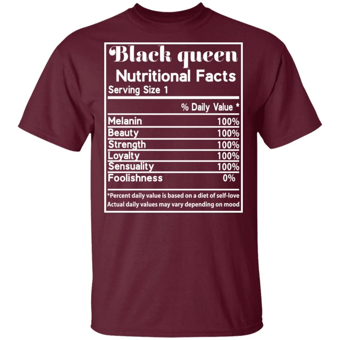 Black Queen Nutrition Facts T-shirt