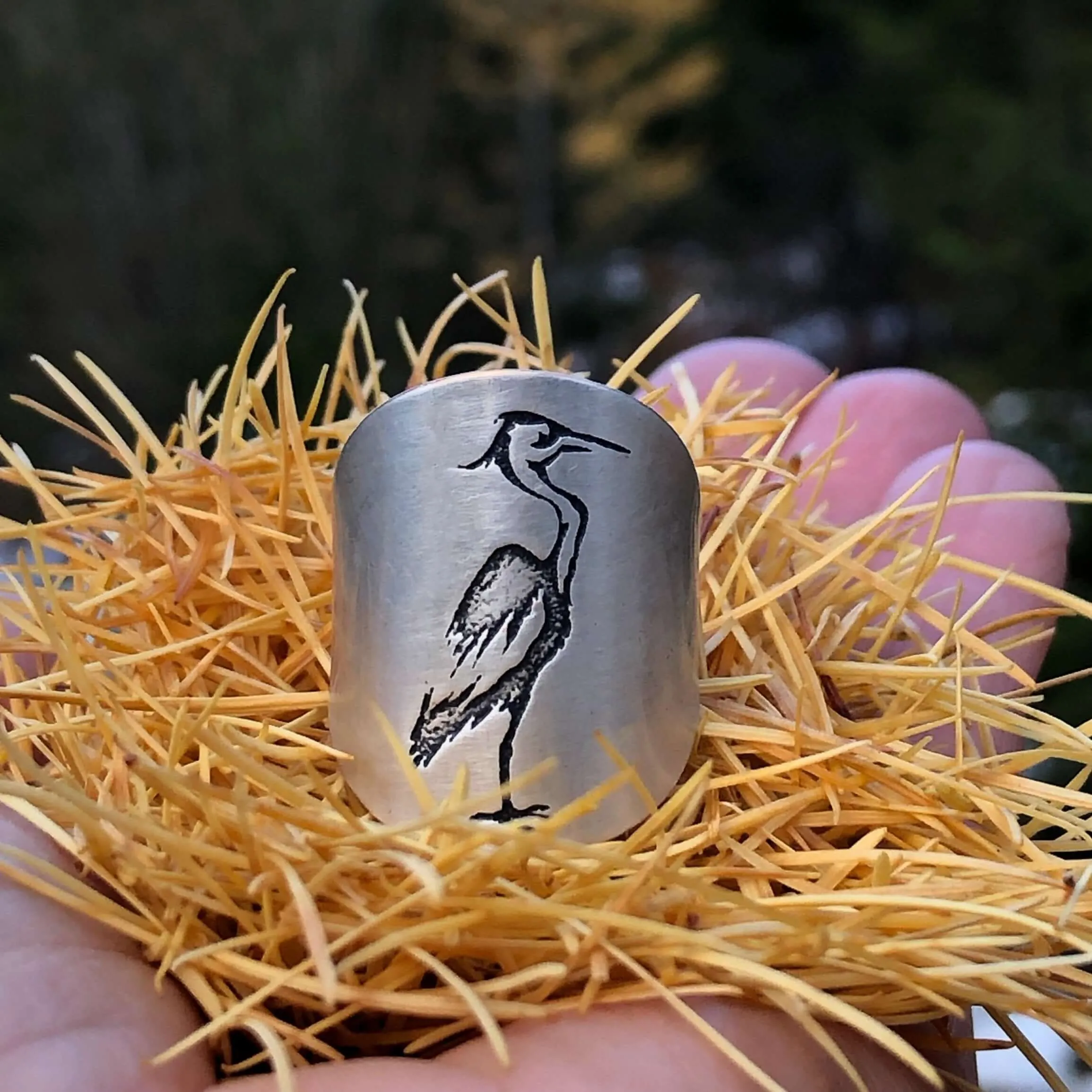 Blue Heron Adjustable Ring