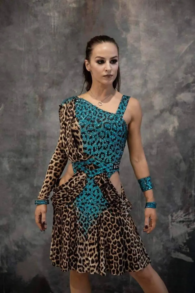 Blue Leopard Vesa Latin Dress