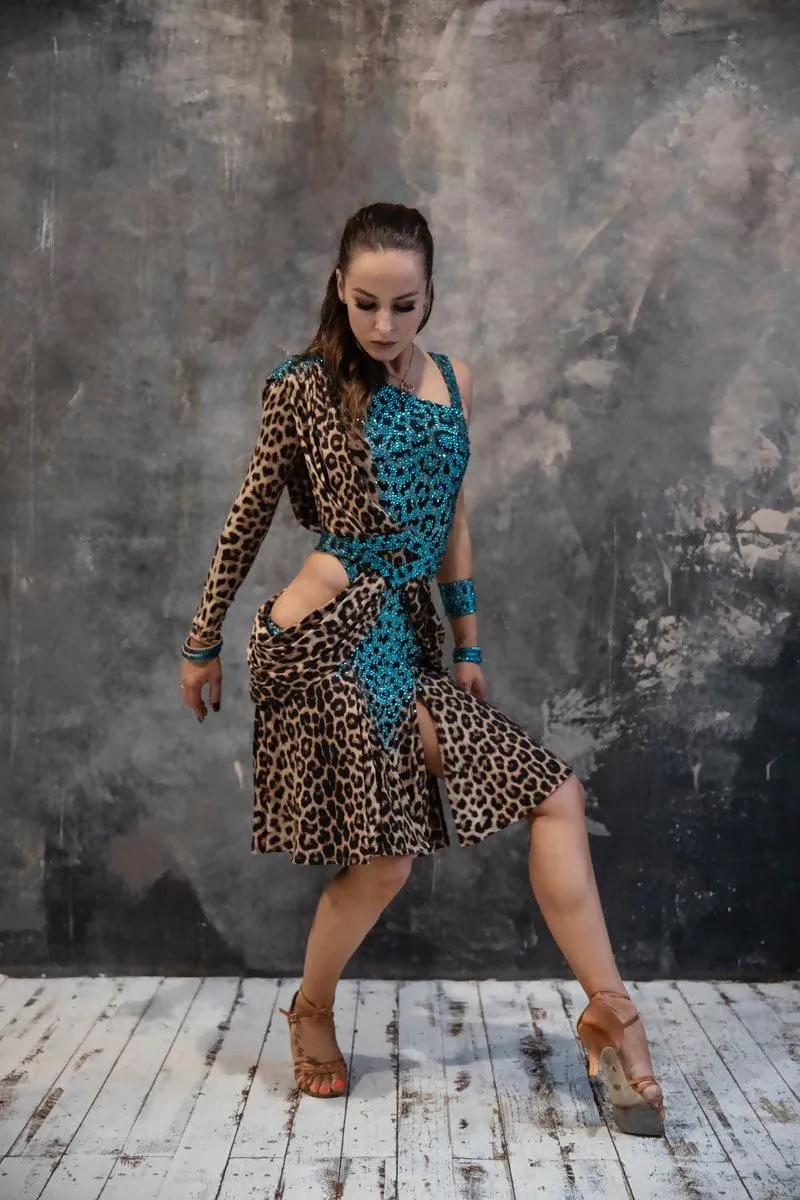 Blue Leopard Vesa Latin Dress