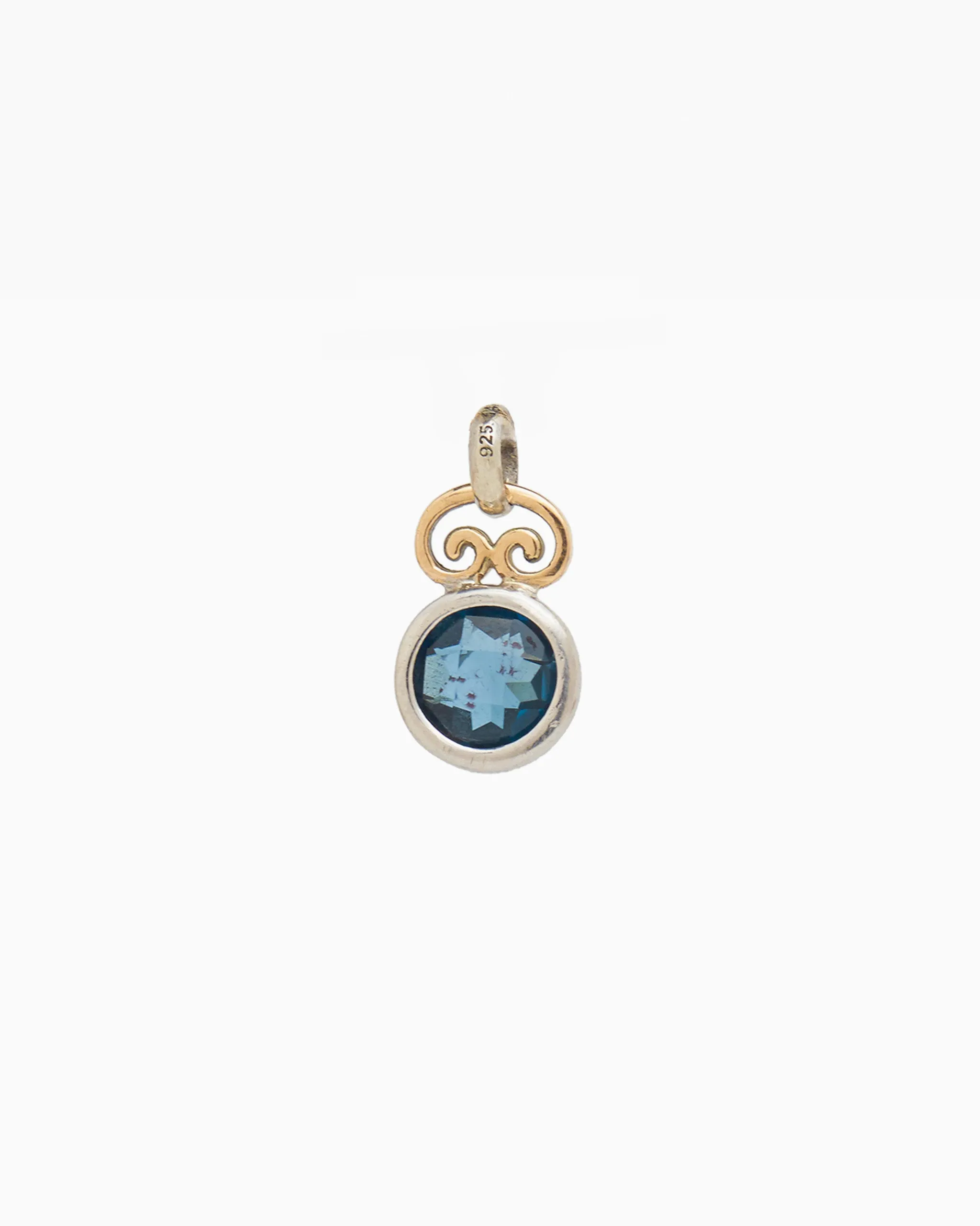 Blue Moon Pendant with Petroglyph - London Blue Topaz