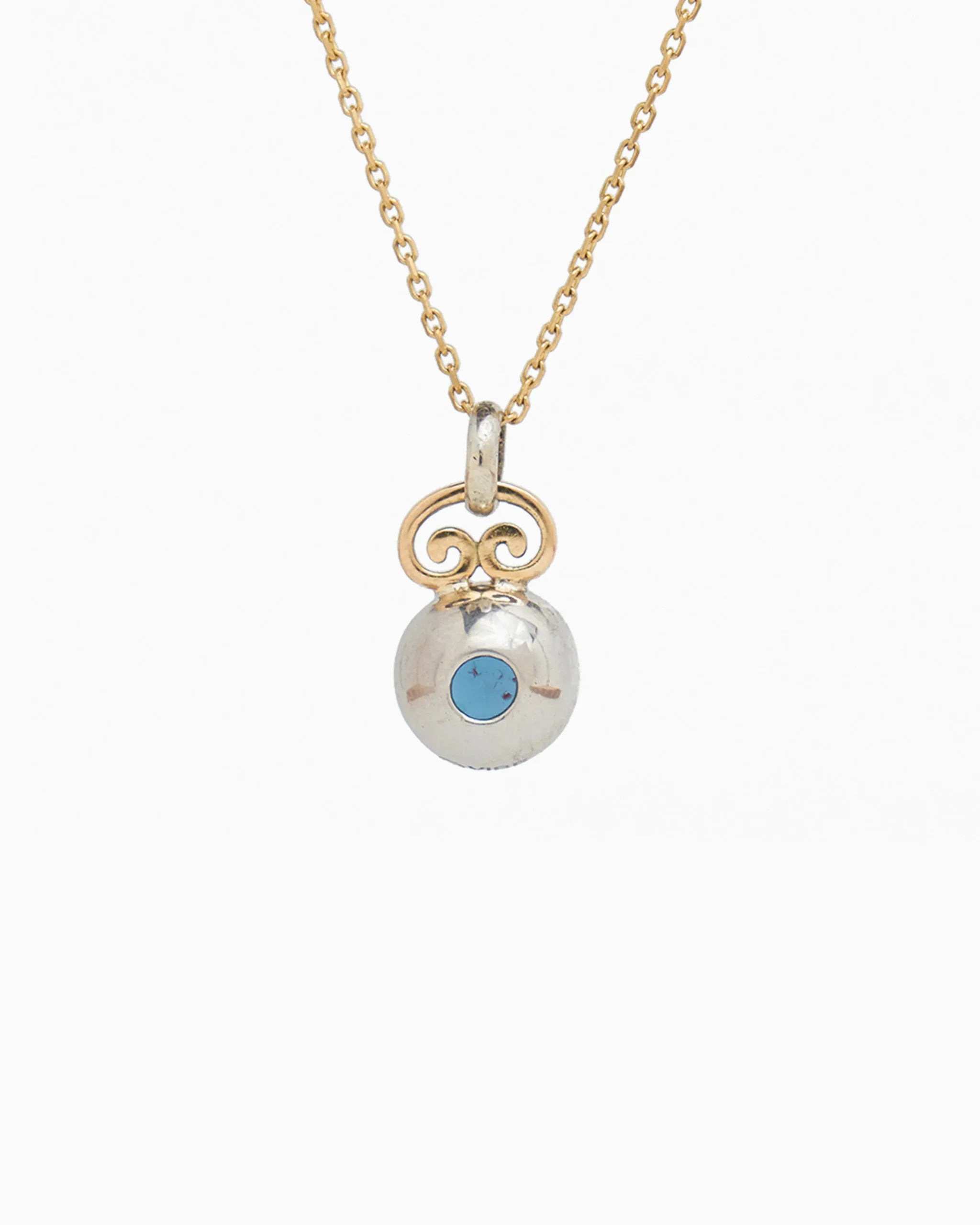 Blue Moon Pendant with Petroglyph - London Blue Topaz