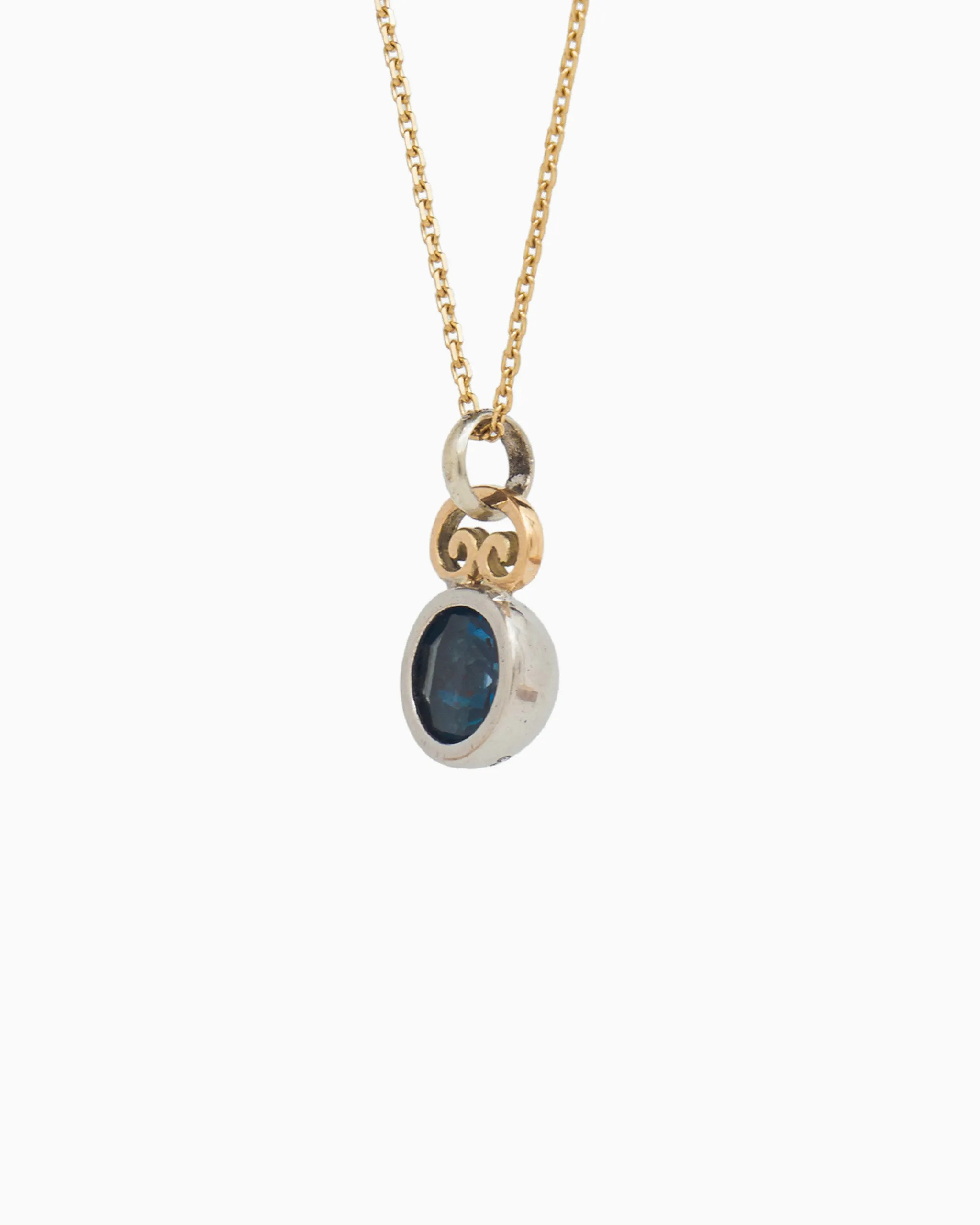 Blue Moon Pendant with Petroglyph - London Blue Topaz