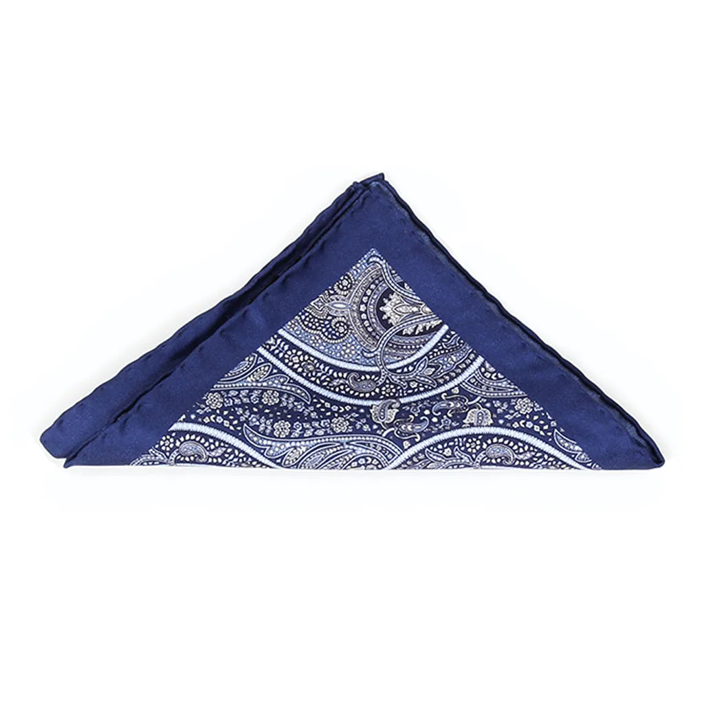 Blue Paisley Print Pocket Square